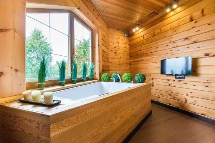 Ванна кімната в дерев'яному будинку (97 фото): дизайн і обробка душової в будинку з бруса, цікаві рішення для інтер'єру, варіанти облаштування 10138_65