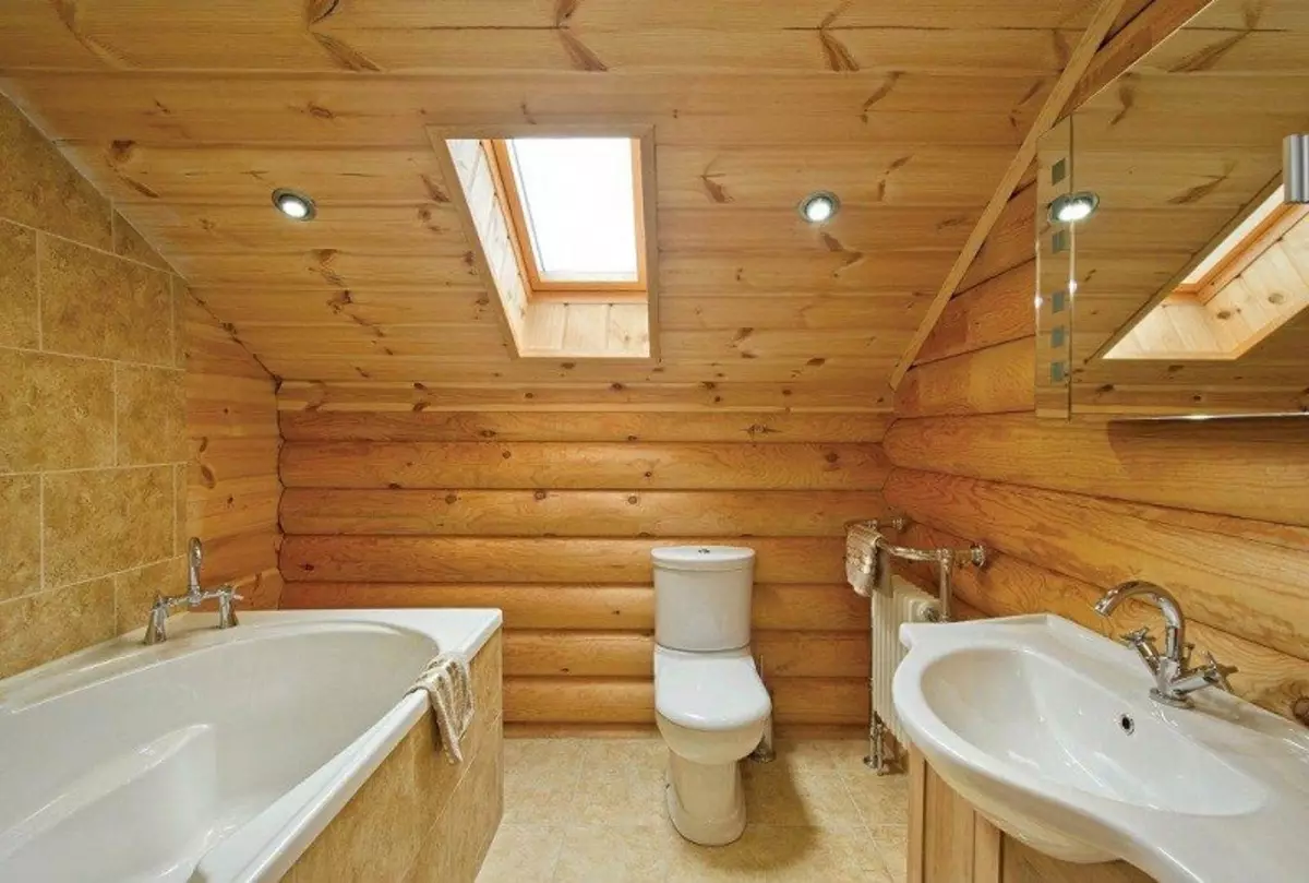 ванная комната в рубленном доме дизайн фото