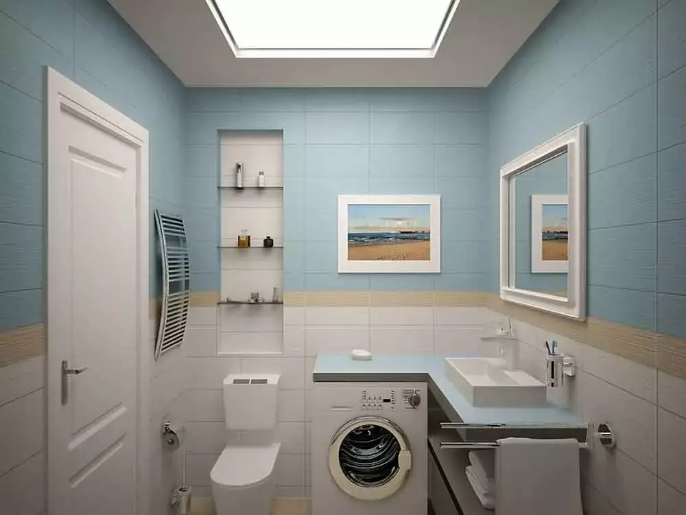 Σχεδιασμός μπάνιου 4 τετραγωνικά μέτρα. M (97 φωτογραφίες): Μοντέρνα εσωτερικά σχέδια ενός μικρού δωματίου 4 τετραγωνικών μέτρων, ιδέες σχεδιασμού 10139_14