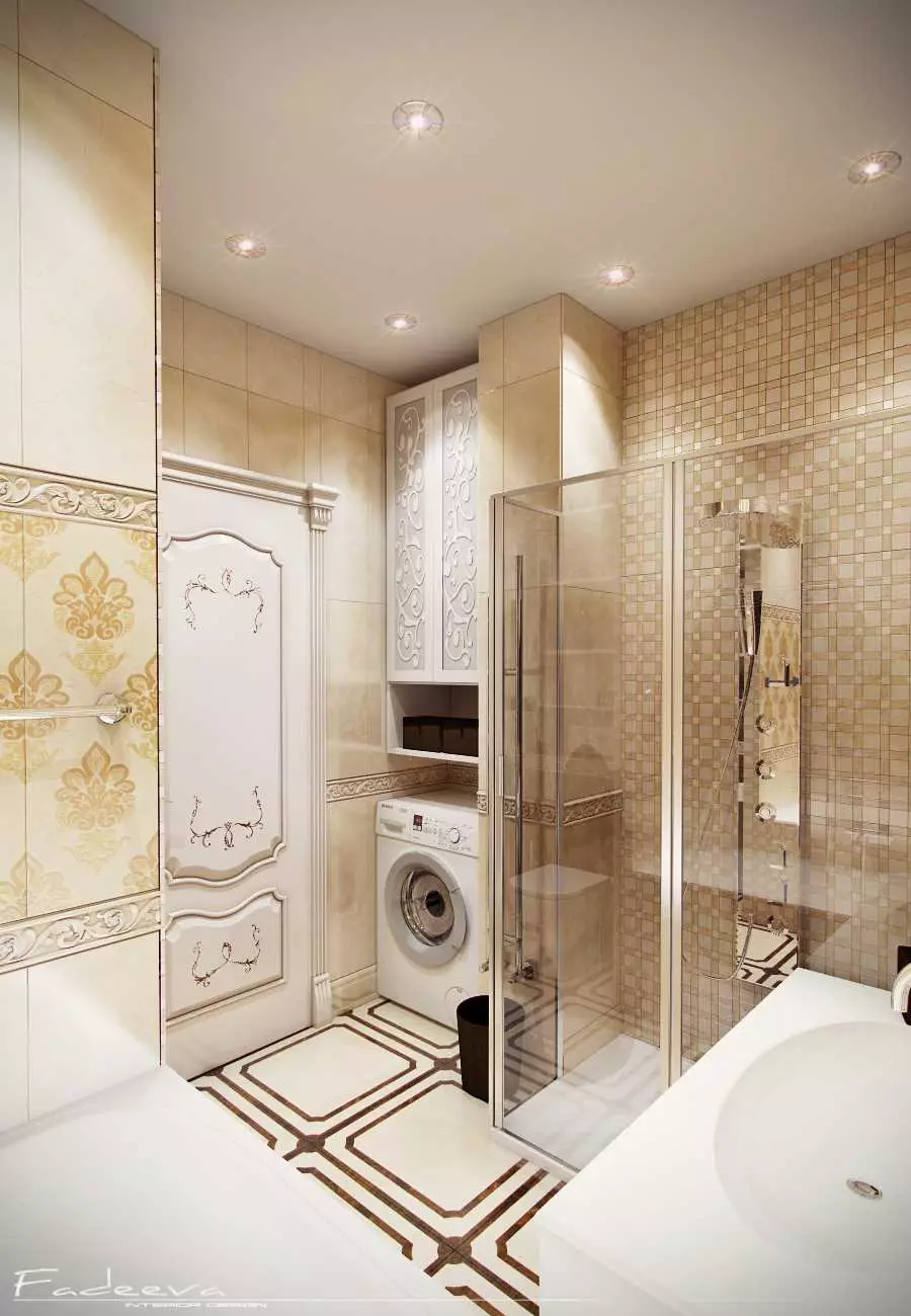 Desain kamar mandi 4 meter persegi. M (97 Foto): Designs interior modern saka kamar cilik 4 meter persegi, ngrancang ide 10139_29