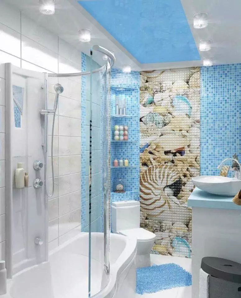 I-Bathroom Design 4 amamitha-skwele. M (97 Izithombe): Imiklamo yanamuhla yangaphakathi yegumbi elincane amamitha-skwele, imibono yokuhlela 10139_31