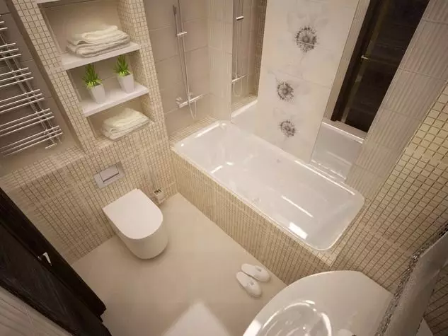 Rancang kamar mandi 4 méter pasagi. M (97 poto): desain interior modern tina kamar leutik 4 meter pasagi, rencanakeun ideu 10139_38