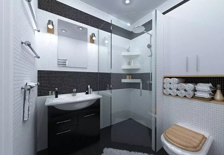 I-Bathroom Design 4 amamitha-skwele. M (97 Izithombe): Imiklamo yanamuhla yangaphakathi yegumbi elincane amamitha-skwele, imibono yokuhlela 10139_46