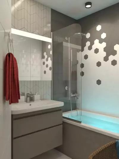 I-Bathroom Design 4 amamitha-skwele. M (97 Izithombe): Imiklamo yanamuhla yangaphakathi yegumbi elincane amamitha-skwele, imibono yokuhlela 10139_7