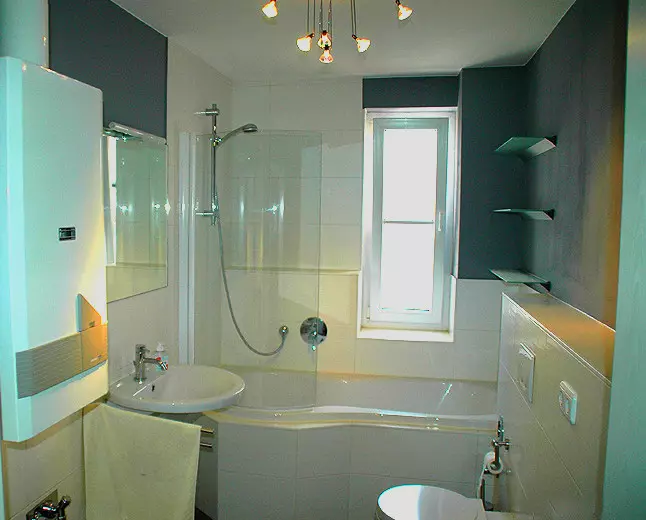 I-Bathroom Design 4 amamitha-skwele. M (97 Izithombe): Imiklamo yanamuhla yangaphakathi yegumbi elincane amamitha-skwele, imibono yokuhlela 10139_9