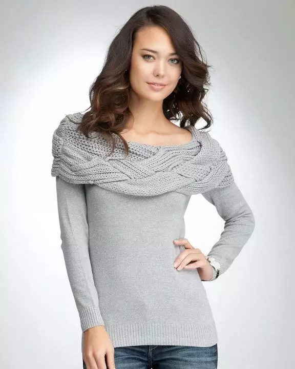 Sweater met open schouders (50 foto's): met één open schouder, met uitsparingen op schouders, lange mouwen, met wat te dragen 1013_18
