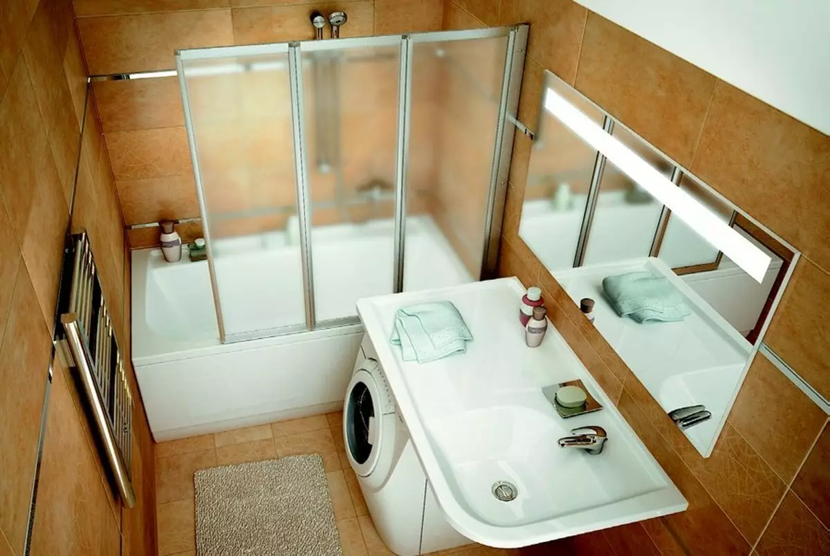 Salle de bain à Khrouchtchev (97 photos): Petite salle de chambre, options de finition, petites pièces standard exemples d'intérieur 10144_12