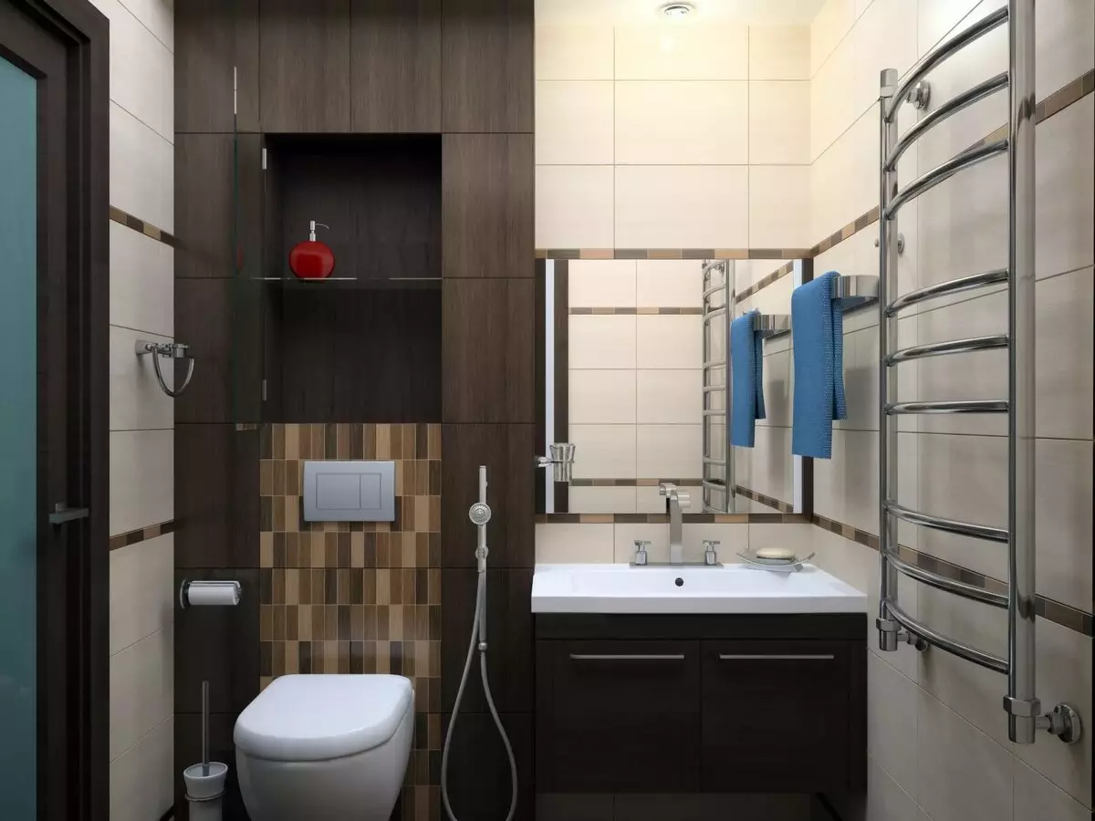 Banyo sa Khrushchev (97 mga larawan): Little room design, finishing options, standard small rooms interior examples 10144_3