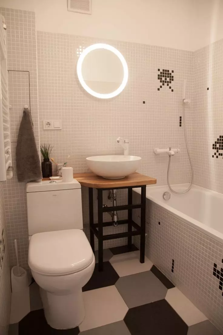 Badezimmer in Khruschtschow (97 Fotos): Little Room-Design, Finishing-Optionen, Standard-kleiner Räume Interior Beispiele 10144_56