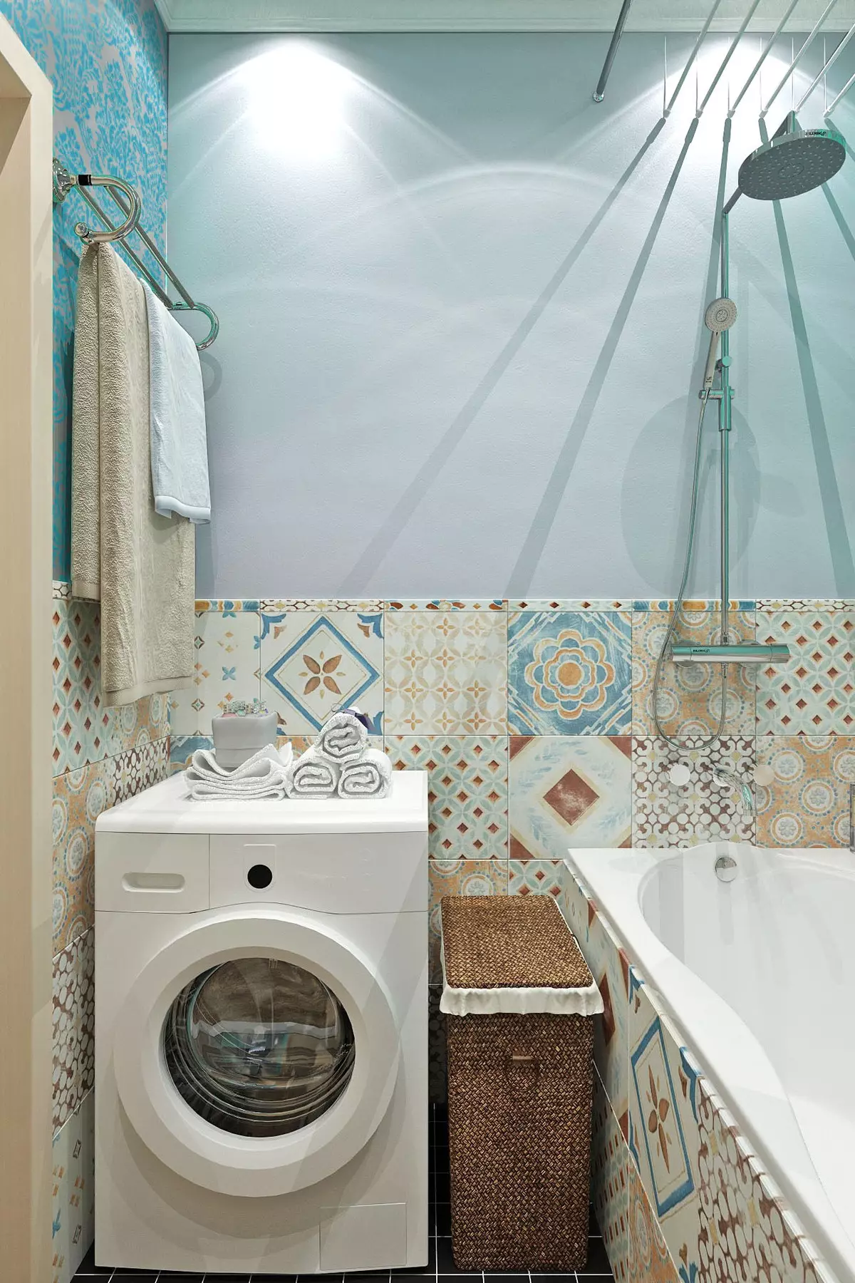 حمام در خروشچف (97 عکس): طراحی اتاق کوچک، گزینه های اتمام، استاندارد های استاندارد اتاق های داخلی 10144_63