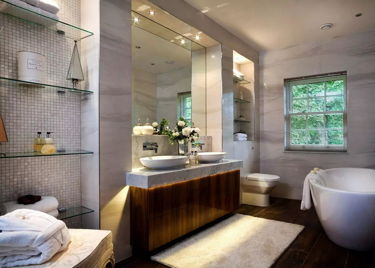 Kúpeľňa Design (170 fotiek): Projekty 2021 a nápady na dizajn interiéru. Ako vybaviť izbu? Jednoduché a elitné možnosti pre usporiadanie od dizajnérov 10147_124