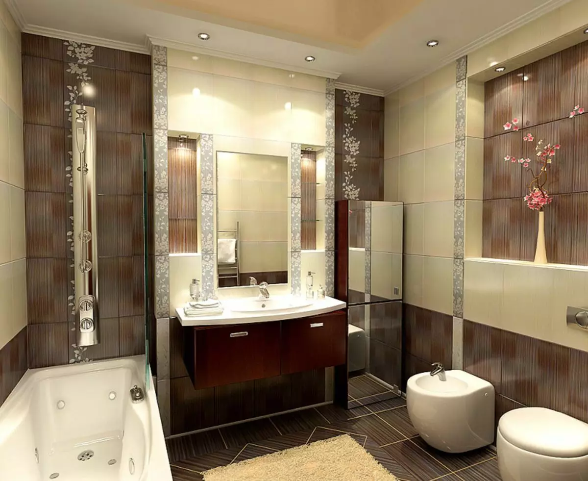 बाथरूम डिजाइन (1 pictud0 फोटोहरू): परियोजना 2021 र भित्री डिजाइन विचारहरू। कोठा कसरी सुसज्जित बनाउने? डिजाइनरबाट अनुपालनका लागि सरल र एलिट विकल्पहरू 10147_24