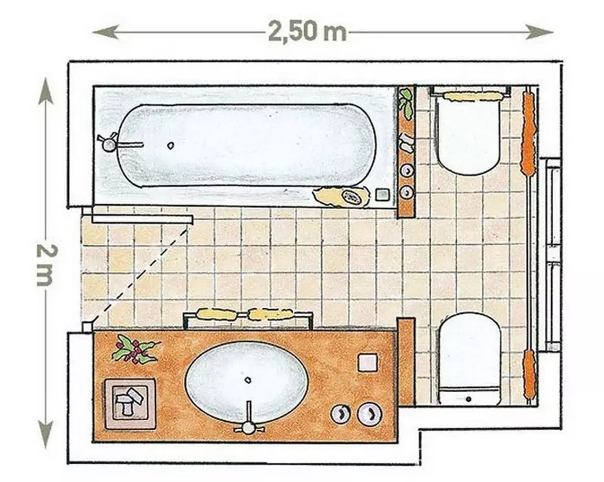 バスルームデザイン（170写真）：プロジェクト2021とインテリアデザインのアイデア。部屋に装飾する方法デザイナーからの取り決めのためのシンプルでエリートのオプション 10147_5