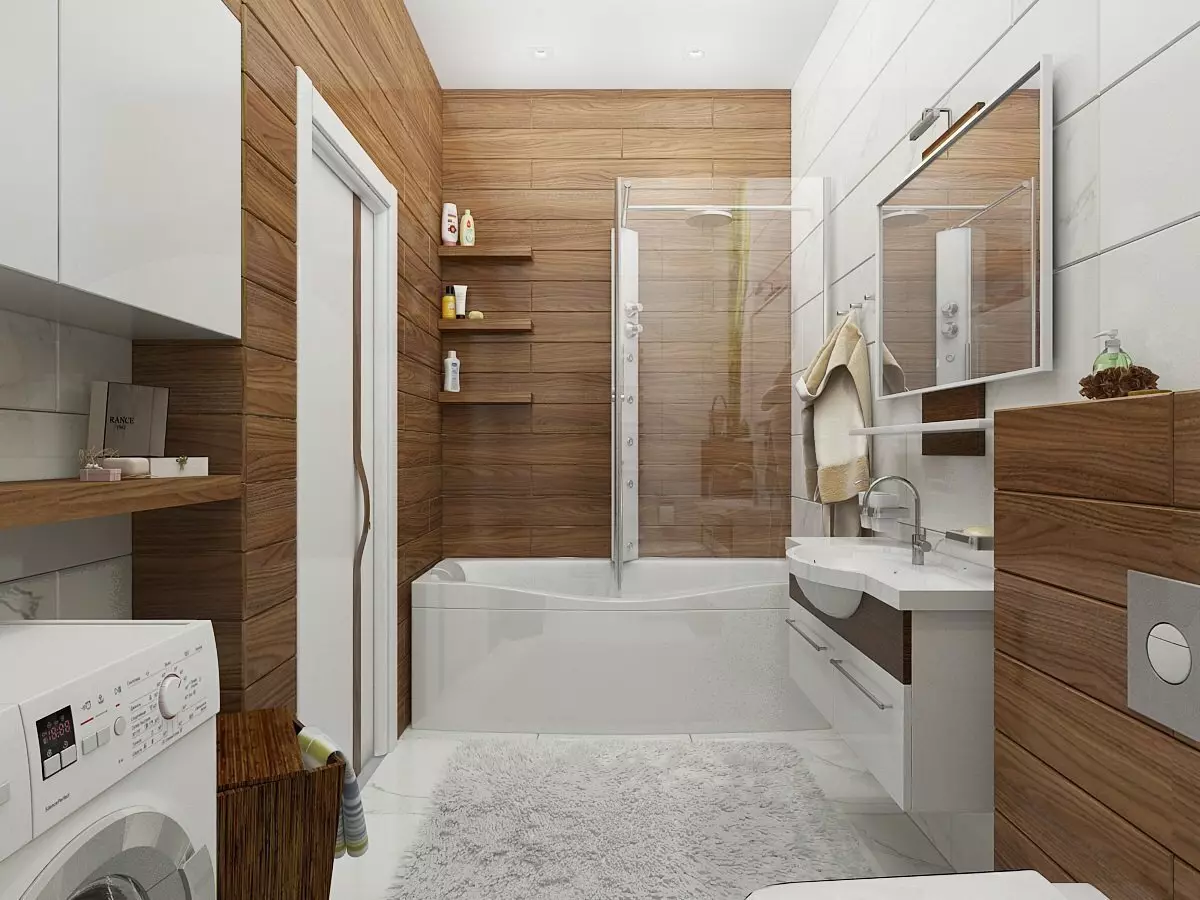 बाथरूम डिजाइन (1 pictud0 फोटोहरू): परियोजना 2021 र भित्री डिजाइन विचारहरू। कोठा कसरी सुसज्जित बनाउने? डिजाइनरबाट अनुपालनका लागि सरल र एलिट विकल्पहरू 10147_61