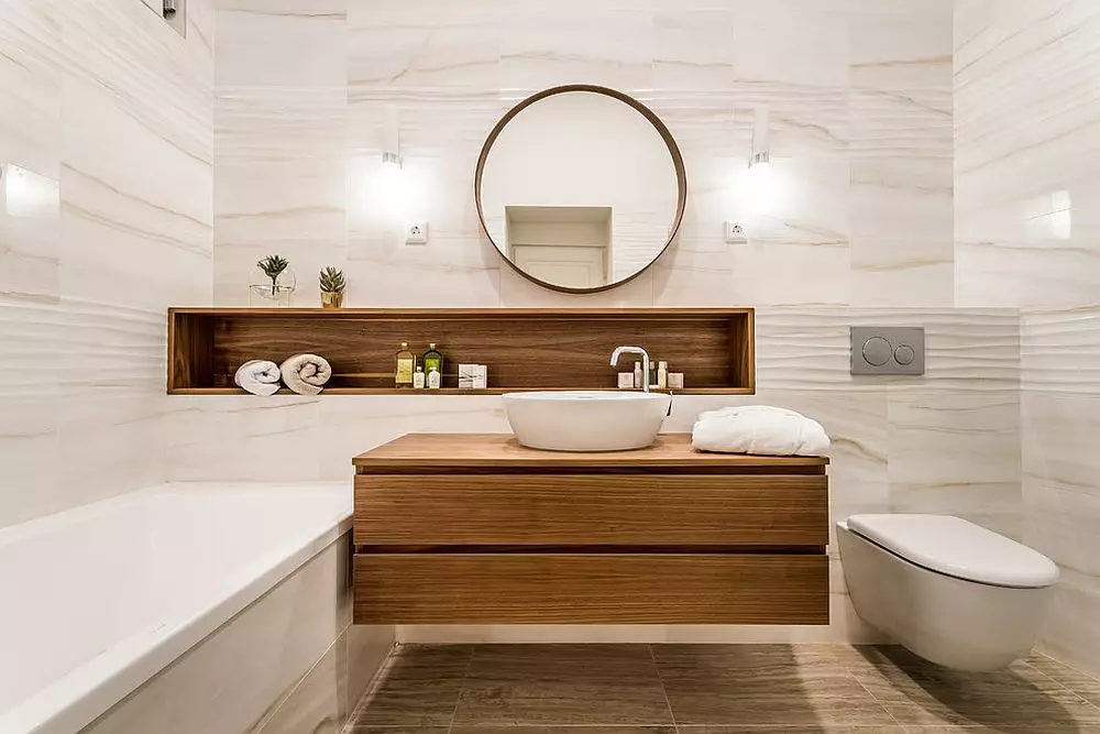 Дизајн купатила (170 фотографија): Пројекти 2021 и идеје за дизајн ентеријера. Како опремити собу? Једноставне и елитне опције за аранжман од дизајнера 10147_63