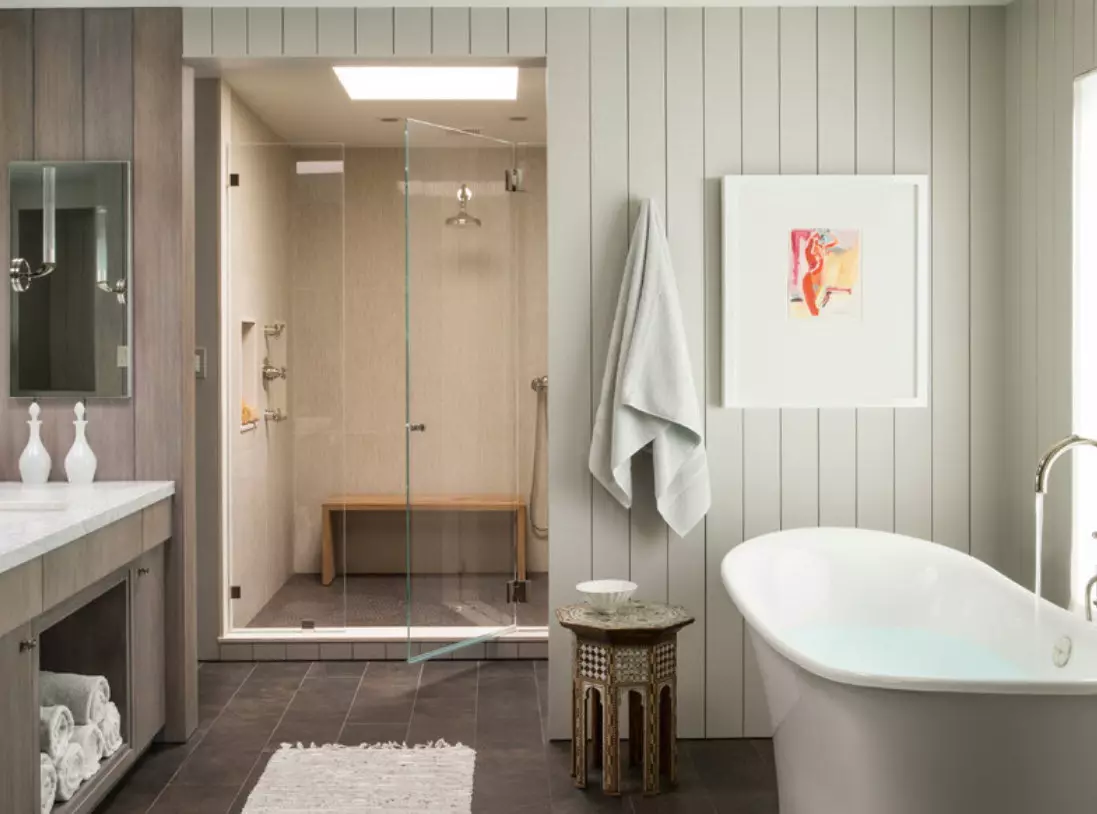 浴室設計（170張）：項目2021和室內設計理念。如何裝備房間？從設計人員安排的簡單和精英選項 10147_78