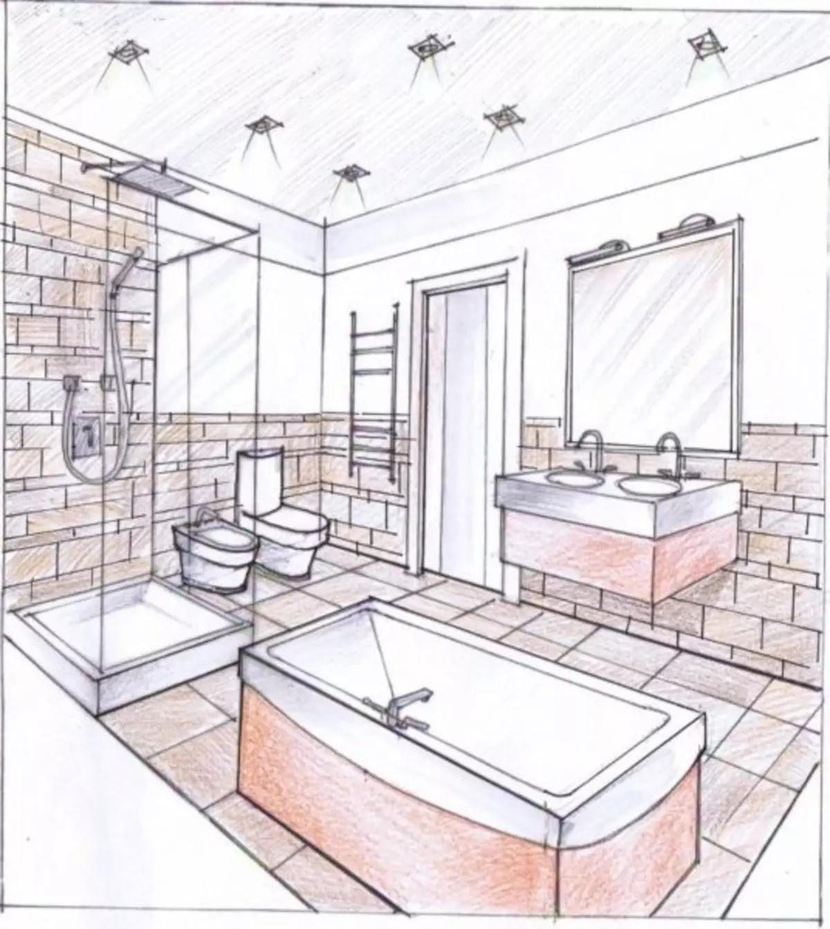 Зарисовка ванной комнаты