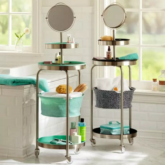 Bath Stands: Varieties Banyo Tables, IKEA Brand Pangkalahatang-ideya at iba pa, kahoy na nakatayo at iba pa 10150_31