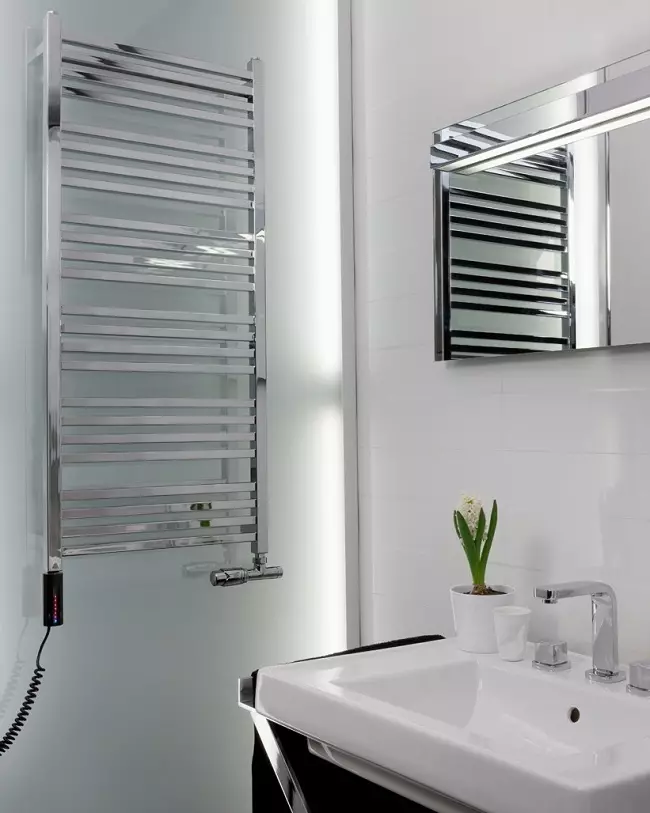 Rails de serviettes électriques pour la salle de bain: modèles avec thermostat et sans. Comment choisir un serpent? Propriété Reviews 10151_15