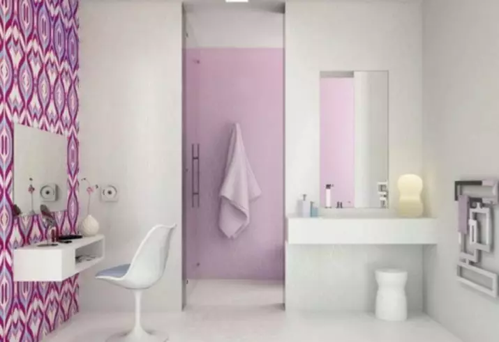 Bakgrund i badrummet (120 bilder): Funktioner av vattentät foto tapeter, tvättbar fuktbeständig självhäftande tapet och glas för badrummet. Vad passar bättre? Recensioner 10155_111
