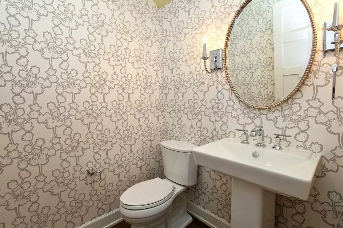 बाथरूम में वॉलपेपर (120 फोटो): बाथरूम के लिए वॉटरप्रूफ फोटो वॉलपेपर, वॉशबल नमी-प्रतिरोधी स्वयं चिपकने वाला वॉलपेपर और कांच के बने पदार्थ की विशेषताएं। क्या बेहतर है? समीक्षा 10155_4