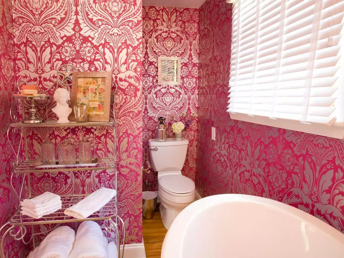浴室壁纸（120张照片）：防水照片壁纸的特点，可用于浴室的可清洗防潮自粘壁纸和玻璃器皿。什么更适合？评论 10155_63
