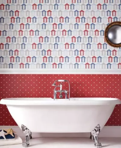Тапети в банята (120 снимки): Характеристики на водоустойчиви фото тапети, миещ се влагоустойчив самозалепващ тапет и стъклария за банята. Какво по-добре годни? Отзиви 10155_82