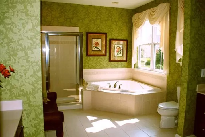 Háttérkép a fürdőszobában (120 fotók): A vízálló fotó tapéta, mosható nedvességálló öntapadós tapéta és üvegáruk a fürdőszobában. Milyen jobban illeszkedik? Vélemény 10155_88