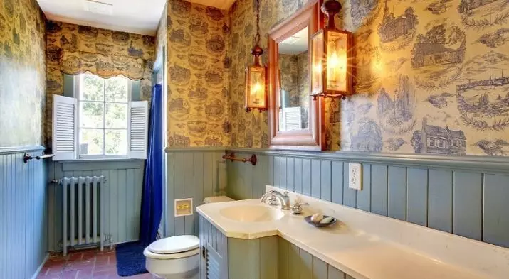 Háttérkép a fürdőszobában (120 fotók): A vízálló fotó tapéta, mosható nedvességálló öntapadós tapéta és üvegáruk a fürdőszobában. Milyen jobban illeszkedik? Vélemény 10155_99