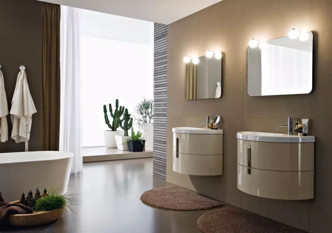 Piederumi vannas istabā (107 fotogrāfijas): veidi un komplekti uz vannas istabu, izvēle aksesuāri, marmora vannas istabas piederumi no Itālijas, piemēri no IKEA un citiem 10160_62