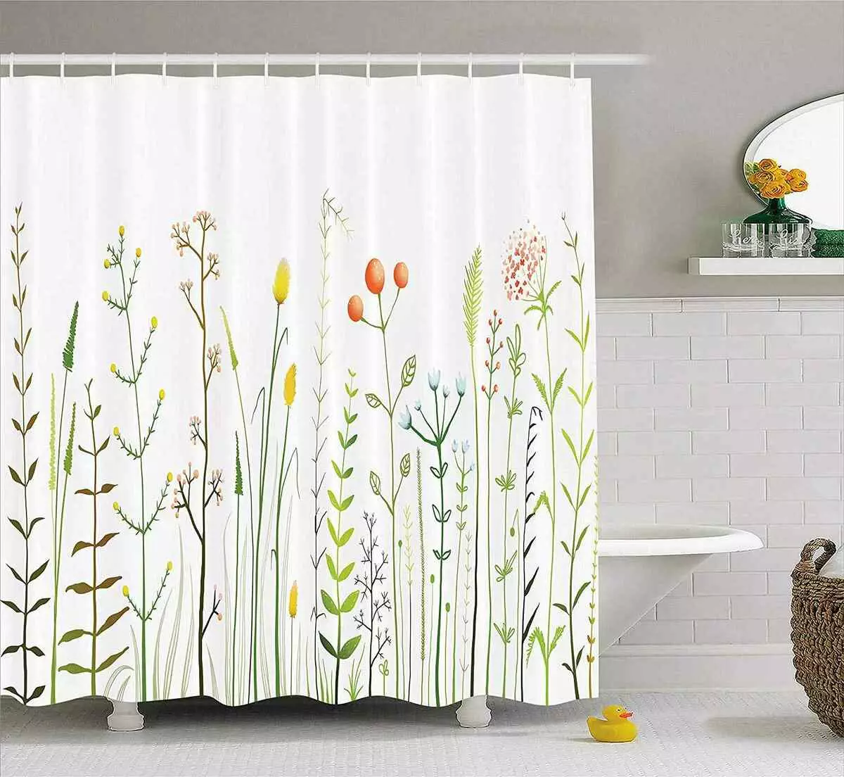 Badkar gardiner (100 bilder): Textilvattenavvisande gardiner, storlekar, vikning och transparenta, rullade och fototraktorer, från IKEA och andra 10162_49