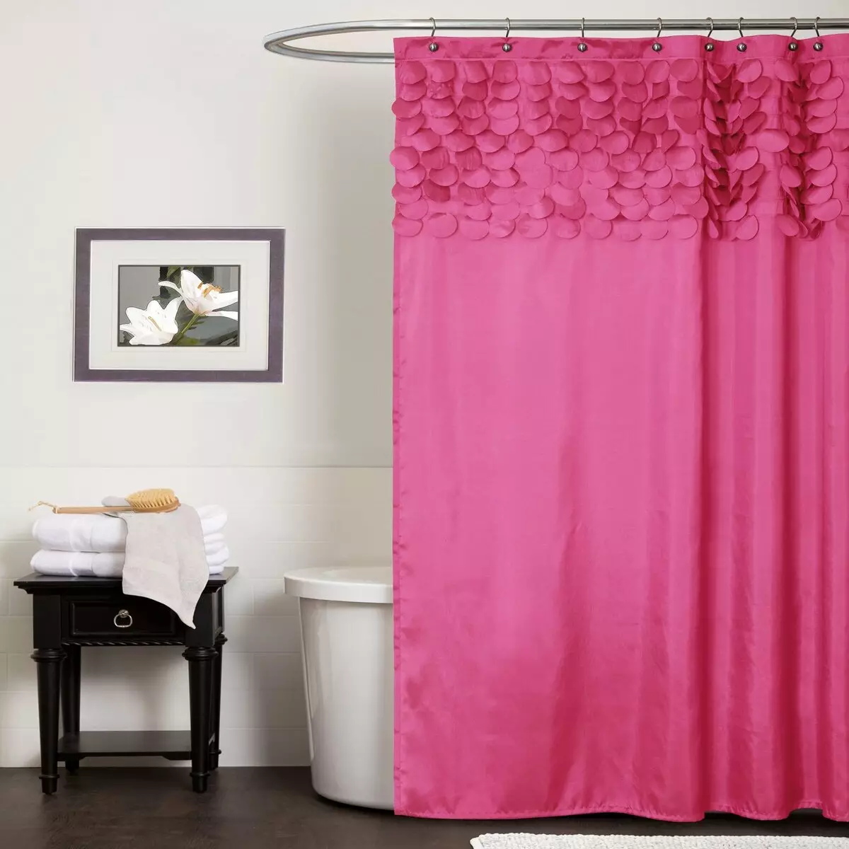 Badkar gardiner (100 bilder): Textilvattenavvisande gardiner, storlekar, vikning och transparenta, rullade och fototraktorer, från IKEA och andra 10162_8