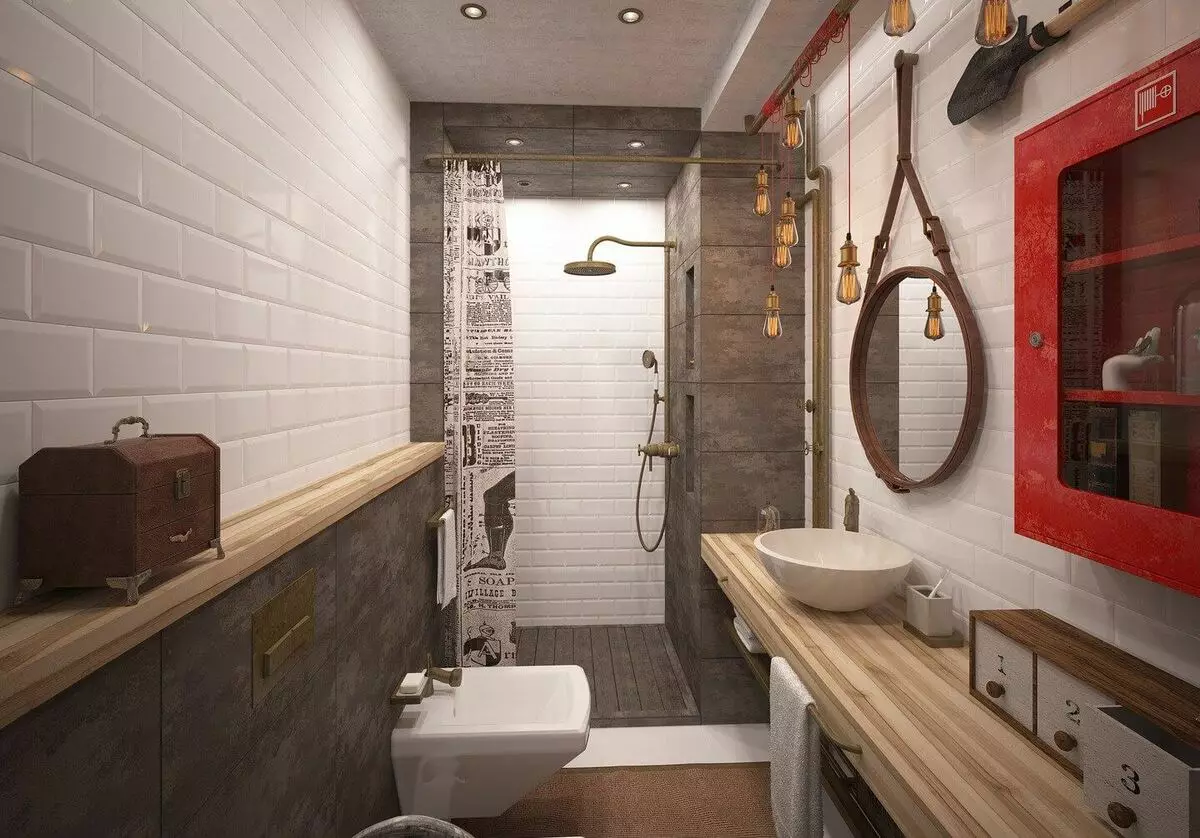 Badkamer (165 foto's): bad en douche in één kamer. Mooie en stijlvolle voorbeelden. We kiezen de organisator. Ergonomie opties, ontwerp 10167_104