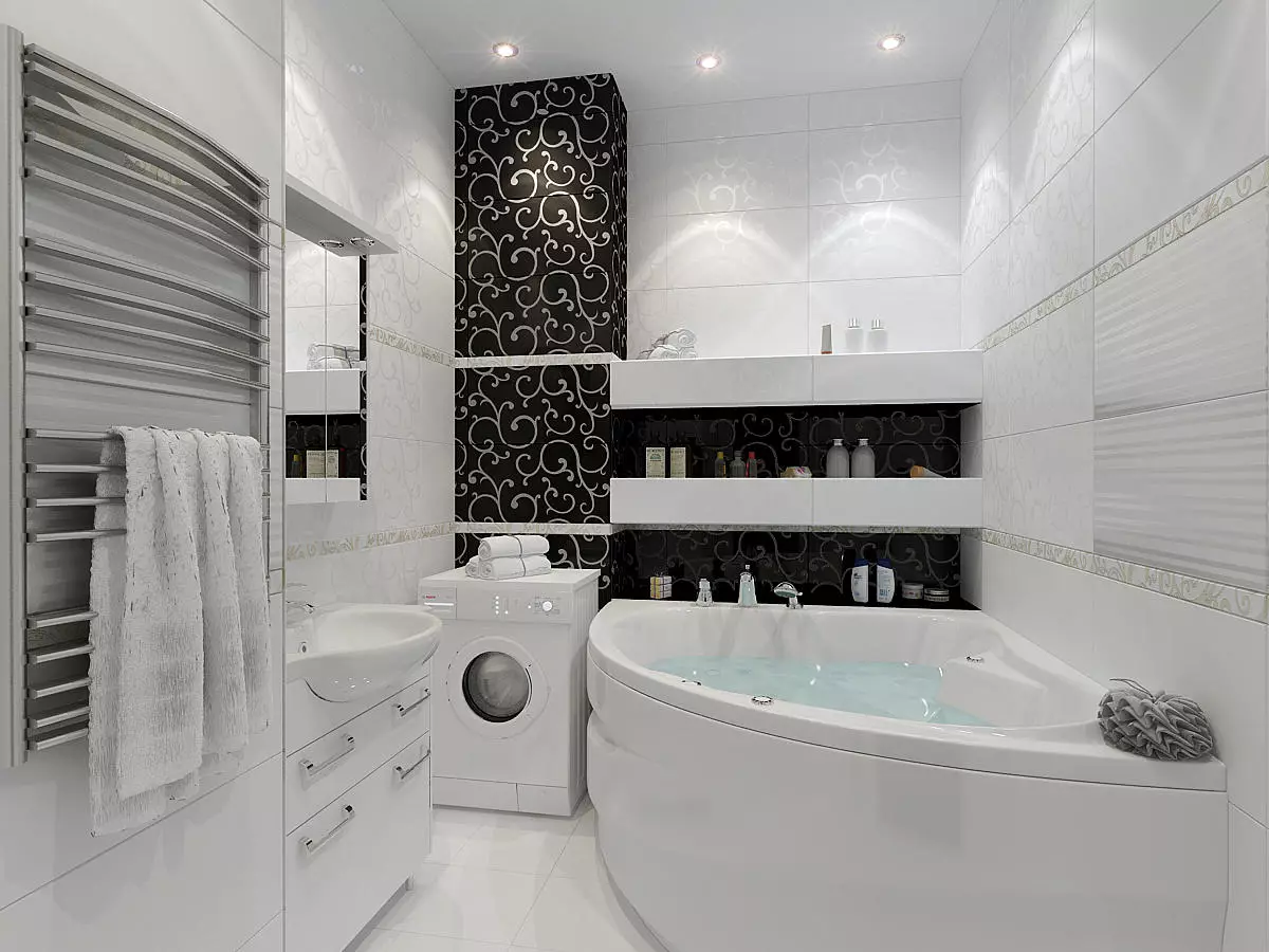 Badkamer (165 foto's): bad en douche in één kamer. Mooie en stijlvolle voorbeelden. We kiezen de organisator. Ergonomie opties, ontwerp 10167_143