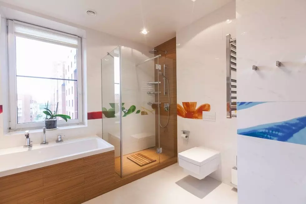 Badkamer (165 foto's): bad en douche in één kamer. Mooie en stijlvolle voorbeelden. We kiezen de organisator. Ergonomie opties, ontwerp 10167_23