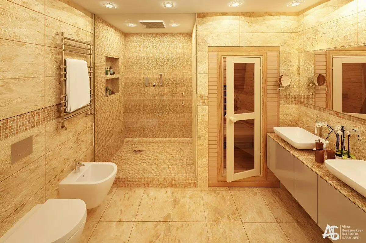 Badkamer (165 foto's): bad en douche in één kamer. Mooie en stijlvolle voorbeelden. We kiezen de organisator. Ergonomie opties, ontwerp 10167_32