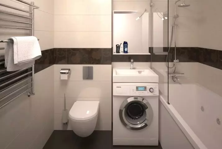 Bathroom (linepe tse 165): Bath le ho hlapa ka kamoreng e le 'ngoe. Mehlala e metle le e semetso. Re khetha bahlophisi. Resitlisi ea Ergonomics, moralo 10167_33