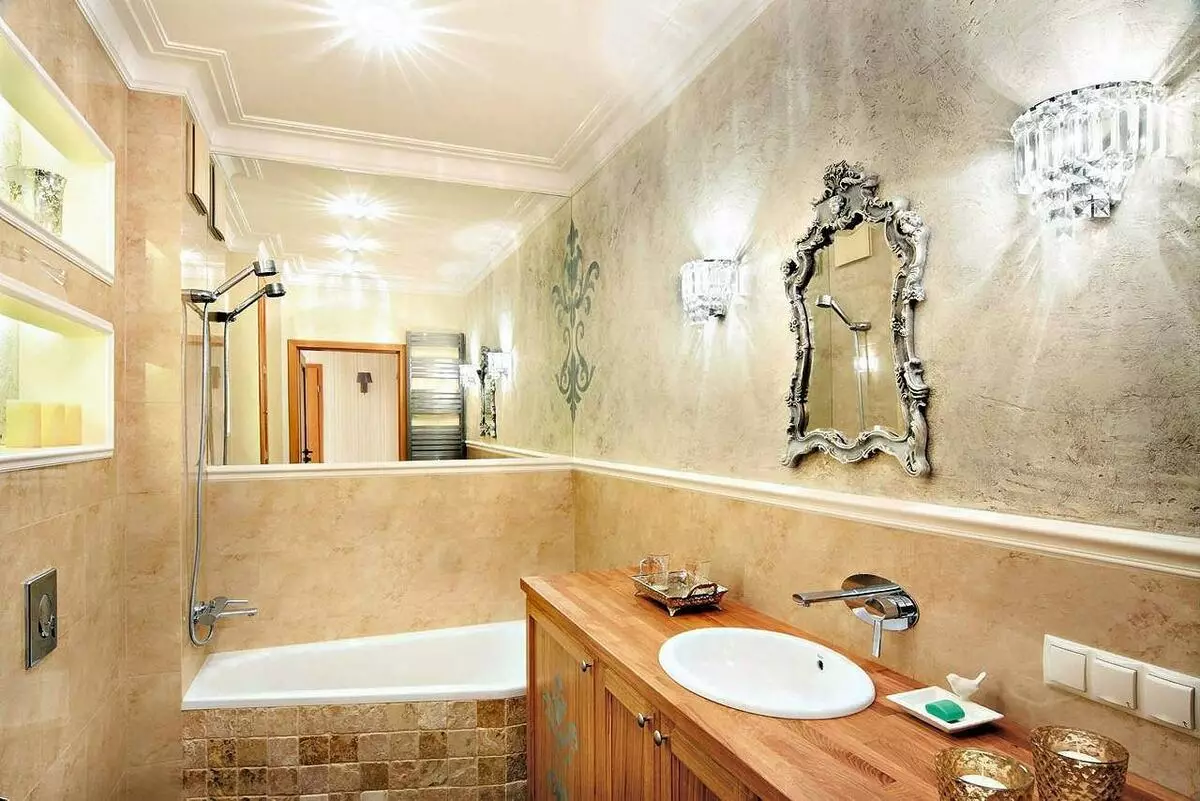 Kupaonica (165 fotografija): Kupaonica i tuš u jednoj sobi. Lijepi i elegantni primjeri. Odabrali smo organizator. Opcije ergonomije, dizajn 10167_51