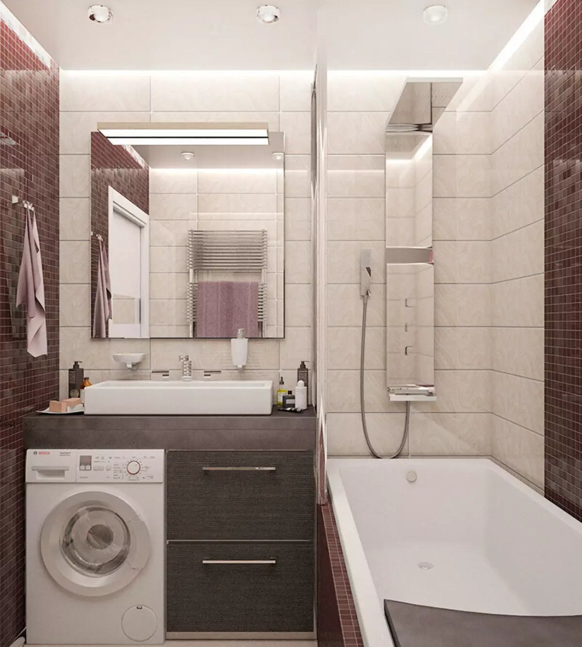 ванные комнаты дизайн маленькие с унитазом и стиральной машинкой