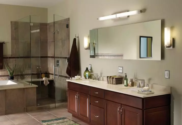 Sconce Bathroom: Em di dîwêr de modelên avdanê yên avan li ser klasîk û şêwazek din hilbijêrin 10177_2