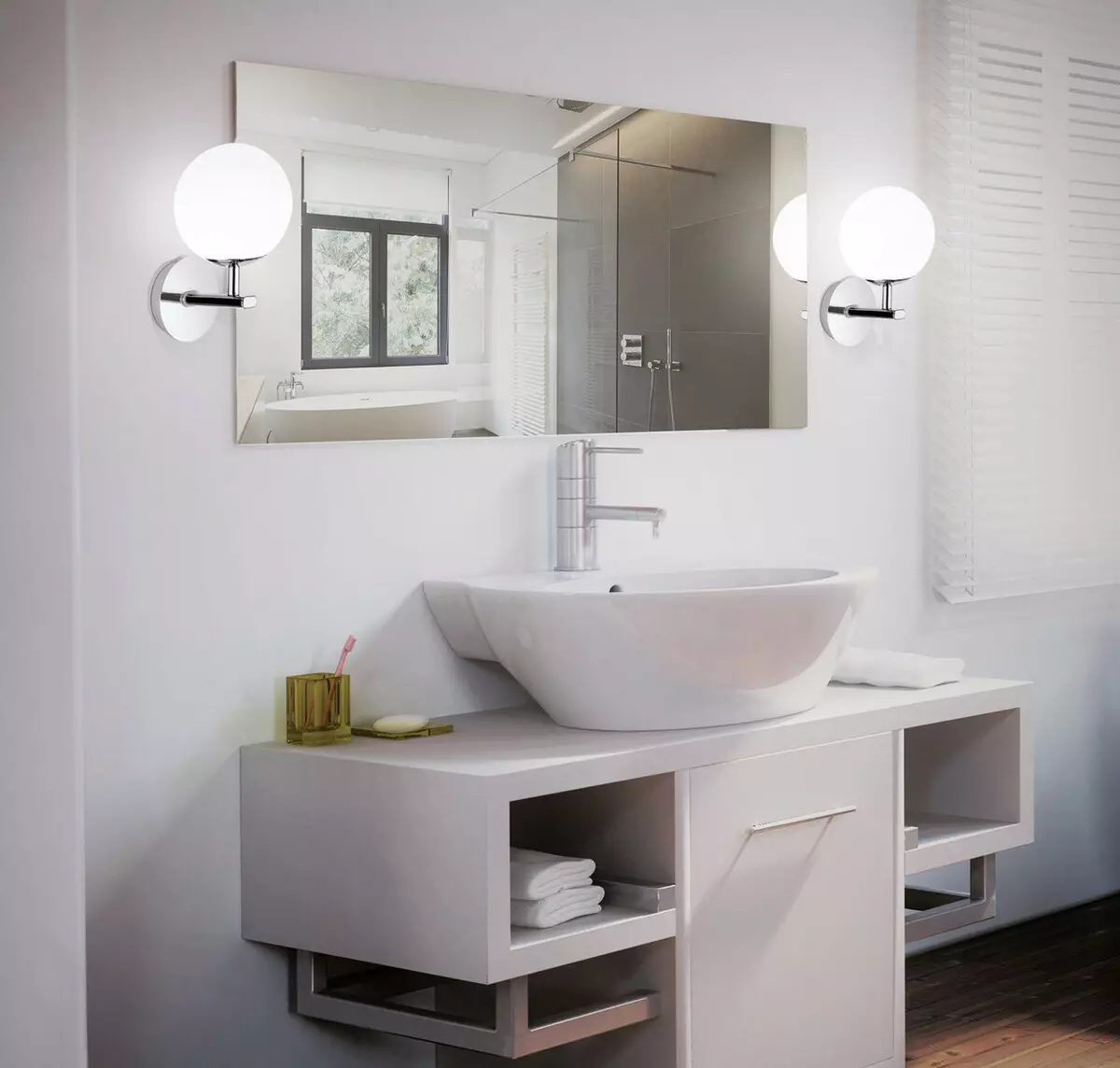 Sconce de baño: eliximos modelos impermeables nun clásico e outro estilo na parede 10177_5