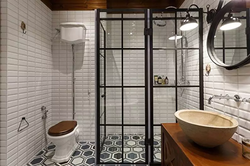 Thiết kế phòng tắm với vòi hoa sen (115 ảnh): Thiết kế một bồn tắm nhỏ với vòi hoa sen, phòng tắm thiết kế nội thất có máy giặt trong một ngôi nhà riêng 10181_101