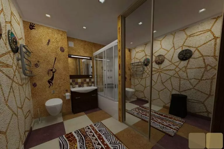 Thiết kế phòng tắm với vòi hoa sen (115 ảnh): Thiết kế một bồn tắm nhỏ với vòi hoa sen, phòng tắm thiết kế nội thất có máy giặt trong một ngôi nhà riêng 10181_105