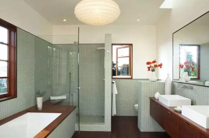 Thiết kế phòng tắm với vòi hoa sen (115 ảnh): Thiết kế một bồn tắm nhỏ với vòi hoa sen, phòng tắm thiết kế nội thất có máy giặt trong một ngôi nhà riêng 10181_108