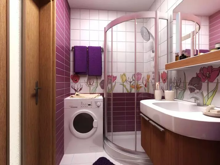 Thiết kế phòng tắm với vòi hoa sen (115 ảnh): Thiết kế một bồn tắm nhỏ với vòi hoa sen, phòng tắm thiết kế nội thất có máy giặt trong một ngôi nhà riêng 10181_11