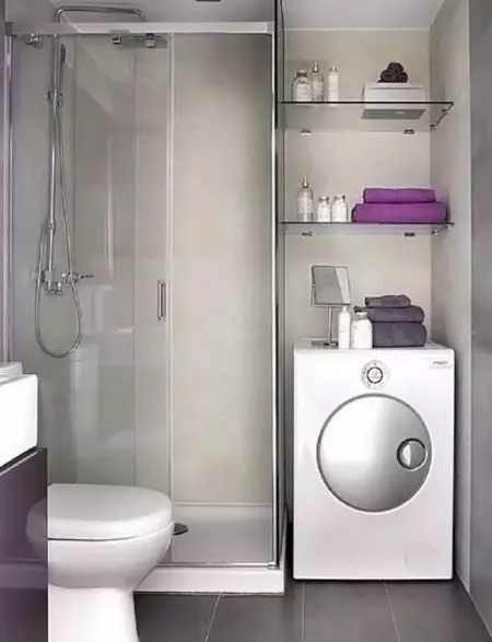 Thiết kế phòng tắm với vòi hoa sen (115 ảnh): Thiết kế một bồn tắm nhỏ với vòi hoa sen, phòng tắm thiết kế nội thất có máy giặt trong một ngôi nhà riêng 10181_113