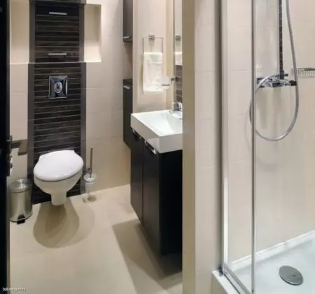 Thiết kế phòng tắm với vòi hoa sen (115 ảnh): Thiết kế một bồn tắm nhỏ với vòi hoa sen, phòng tắm thiết kế nội thất có máy giặt trong một ngôi nhà riêng 10181_114