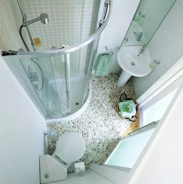 Thiết kế phòng tắm với vòi hoa sen (115 ảnh): Thiết kế một bồn tắm nhỏ với vòi hoa sen, phòng tắm thiết kế nội thất có máy giặt trong một ngôi nhà riêng 10181_14