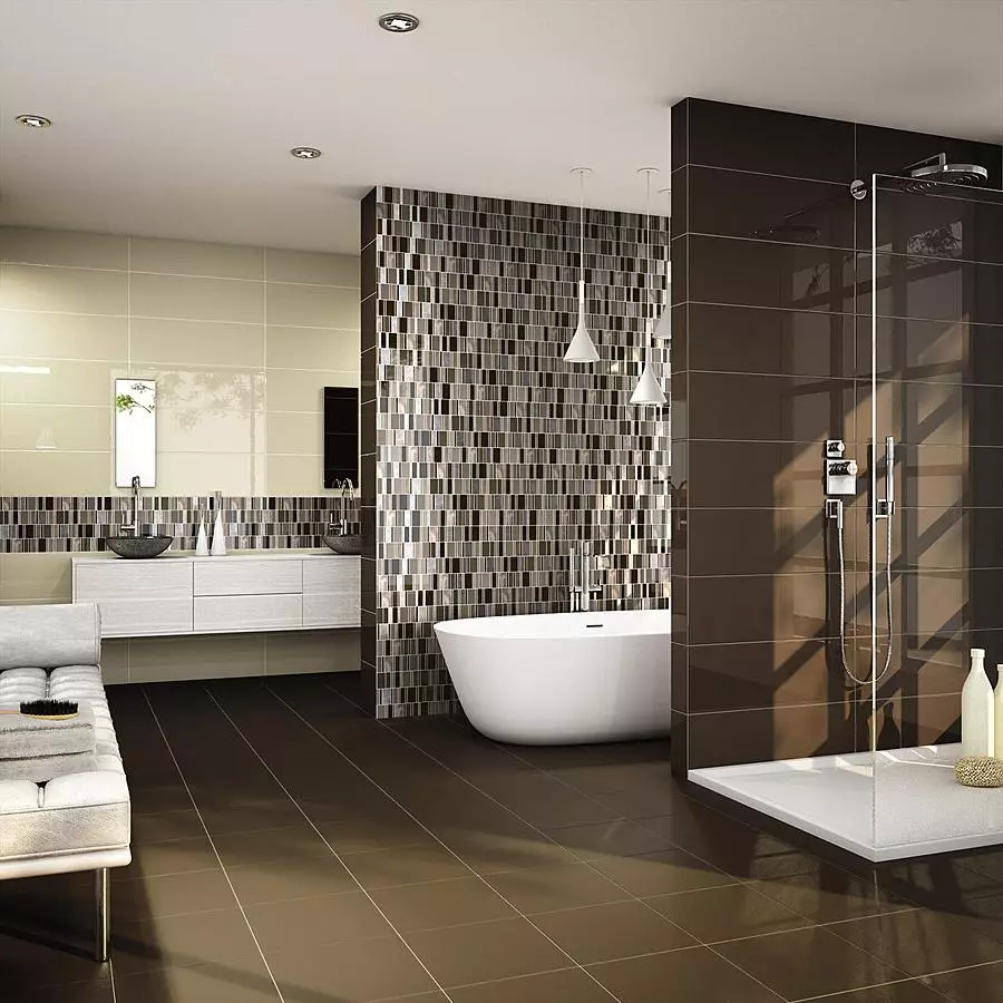 Thiết kế phòng tắm với vòi hoa sen (115 ảnh): Thiết kế một bồn tắm nhỏ với vòi hoa sen, phòng tắm thiết kế nội thất có máy giặt trong một ngôi nhà riêng 10181_22