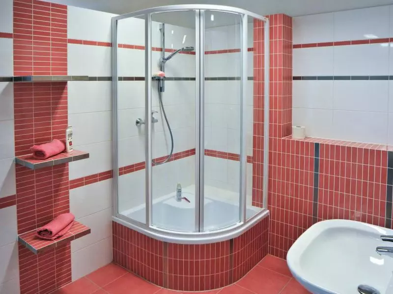 Thiết kế phòng tắm với vòi hoa sen (115 ảnh): Thiết kế một bồn tắm nhỏ với vòi hoa sen, phòng tắm thiết kế nội thất có máy giặt trong một ngôi nhà riêng 10181_46
